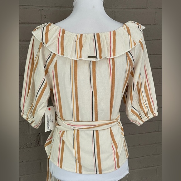 Billabong NWT stripe ruffled crossover top S - Picture 9 of 14